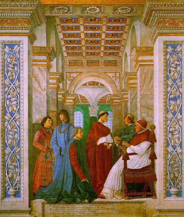 Melozzo da Forli Sixtus II with his Nephews and his Librarian Palatina china oil painting image